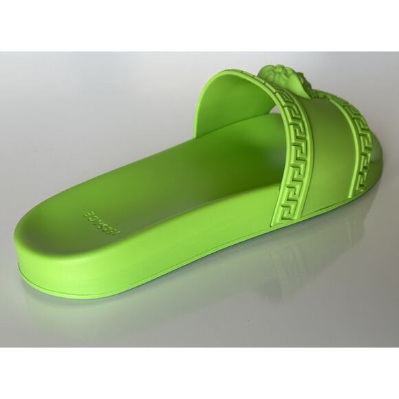 NIB Versace Medusa Head Slides Sandals Neon Green 9 US (42 Euro) DSU5883 Italy main image 7
